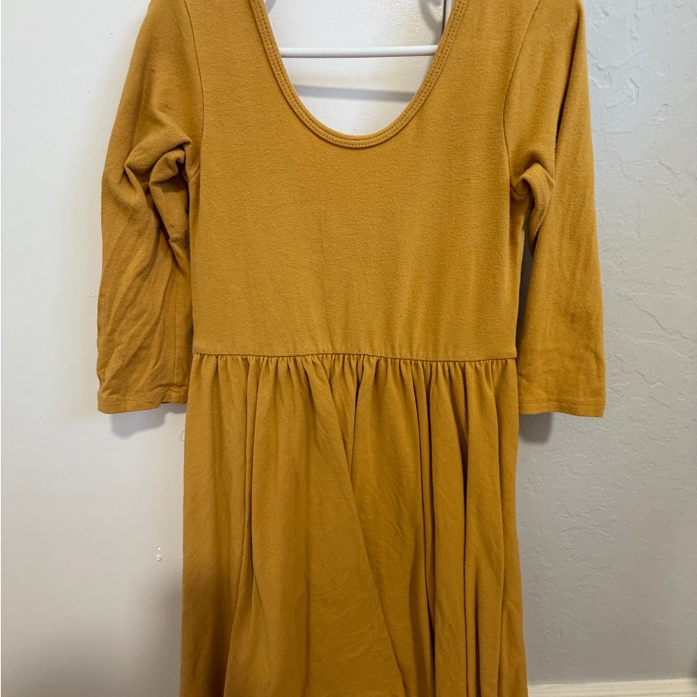 Charming Mustard Casual Dress for Kids